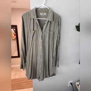 Olive green shirt dress